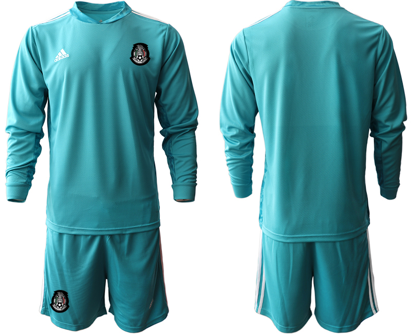 Men 2020-2021 Season National team Mexico goalkeeper Long sleeve blue Soccer Jersey